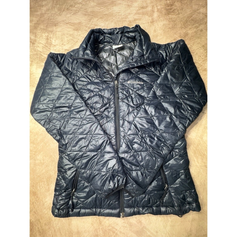 Columbia Omni Heat Down Puffer Jacket ~ Women's Small ~ Black Quilted Turbodown